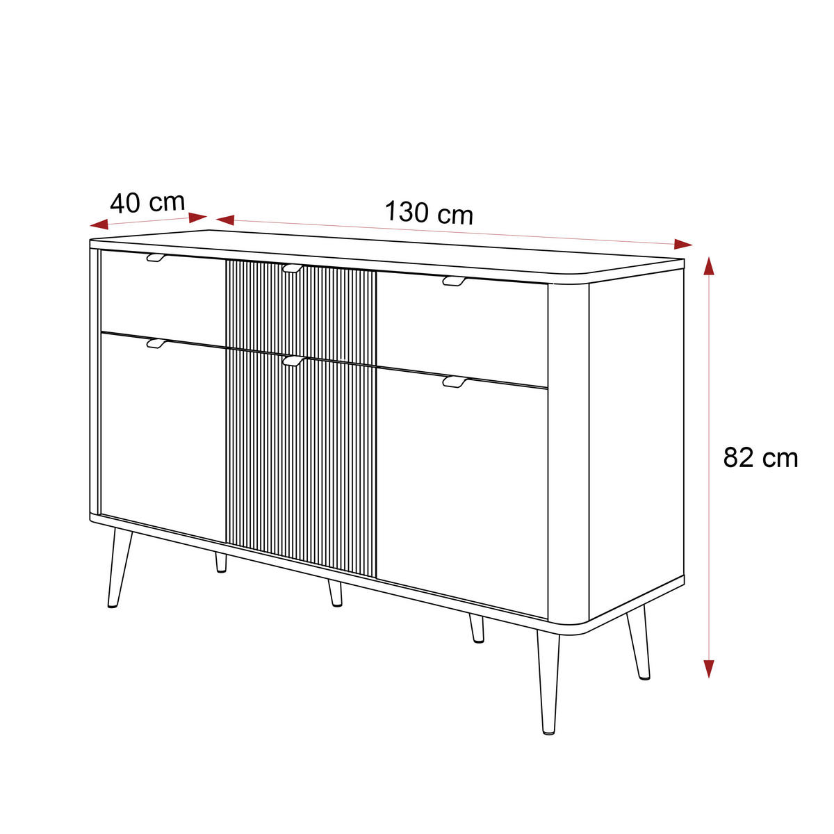 KOMMODE mit Schubladen NAVANI 130 cm Kaschmir/ Nuss - Kaschmir/Nussbaumfarben, Holzwerkstoff/Metall (130/82/40cm) - Idohome