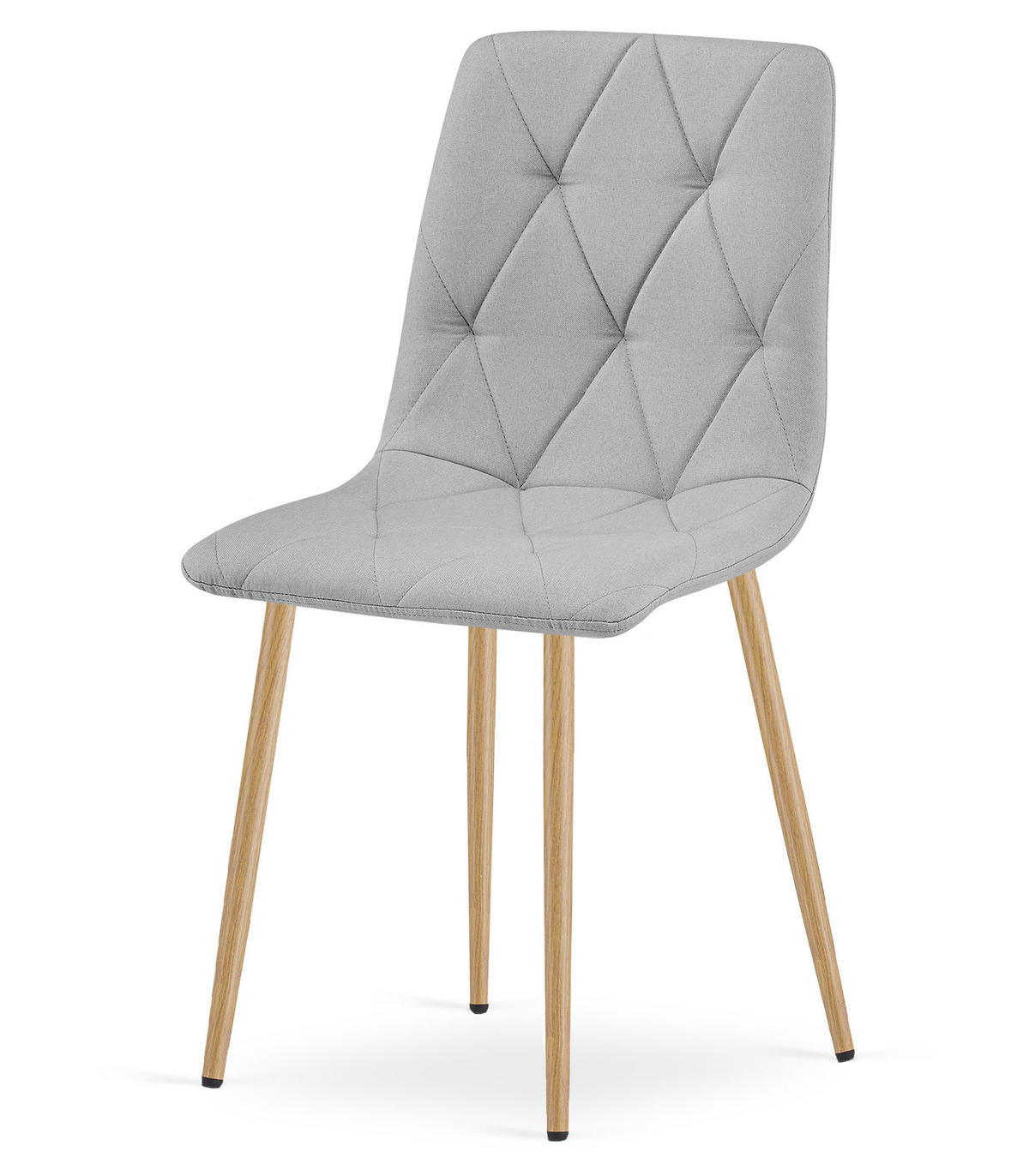 ESSZIMMERSTUHL 4-er Set TYRA hellgrauer Sitz, Beine in Holzfarbe - Eichefarben/Hellgrau, Textil (44.5/87/54.5cm) - Valora