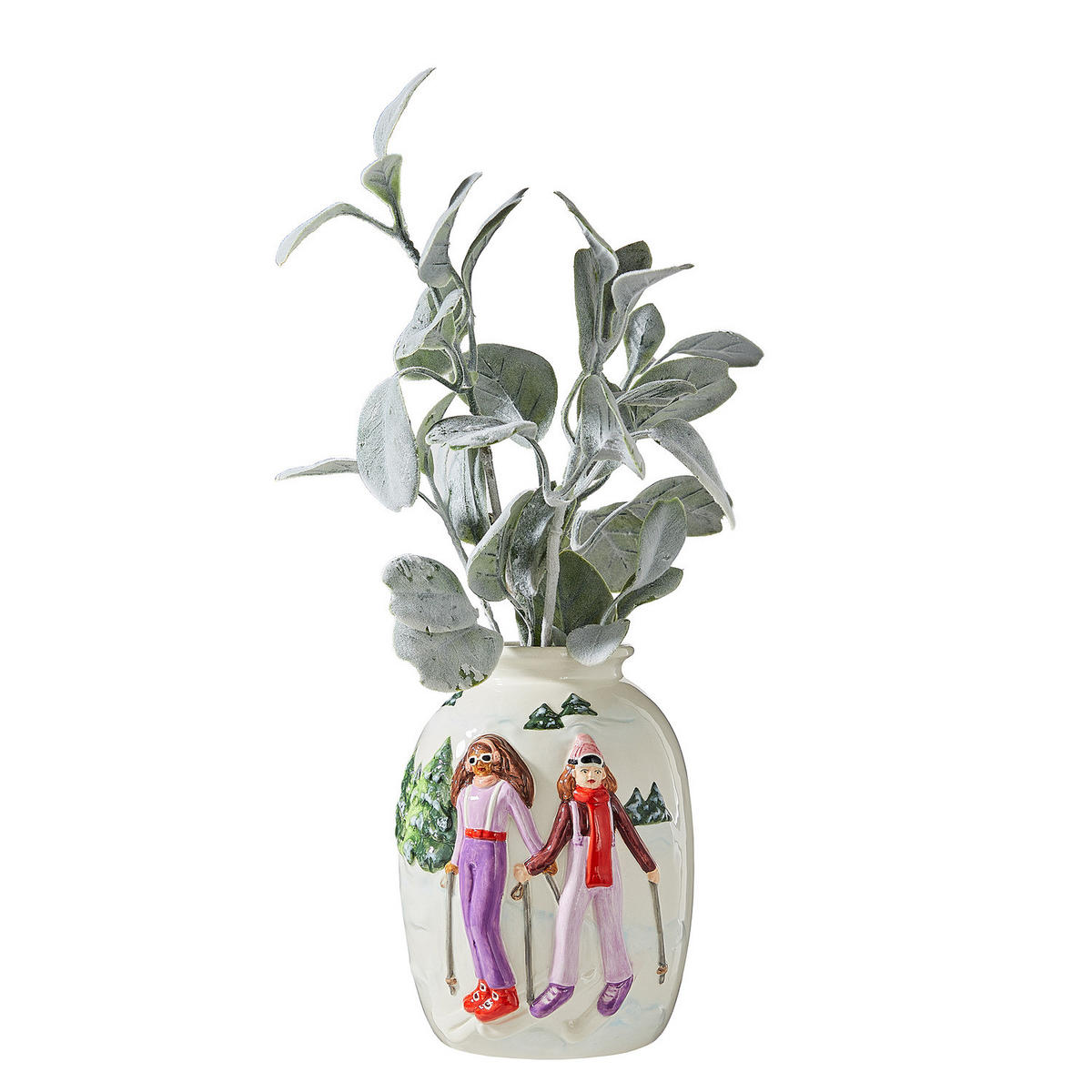VASE Mountain Lodge Ski - Weiß, Stein (19cm) - Butlers