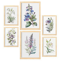 POSTER Set Mit 6 Lilien Vollfarbige Natur Und Botanikdrucke Mit Blumenmotiven Auf Reinweißen Hintergründen A3 & A4 Rahmen Aus Hellem Holz - Beige, Papier (29/3cm) - Nacnic