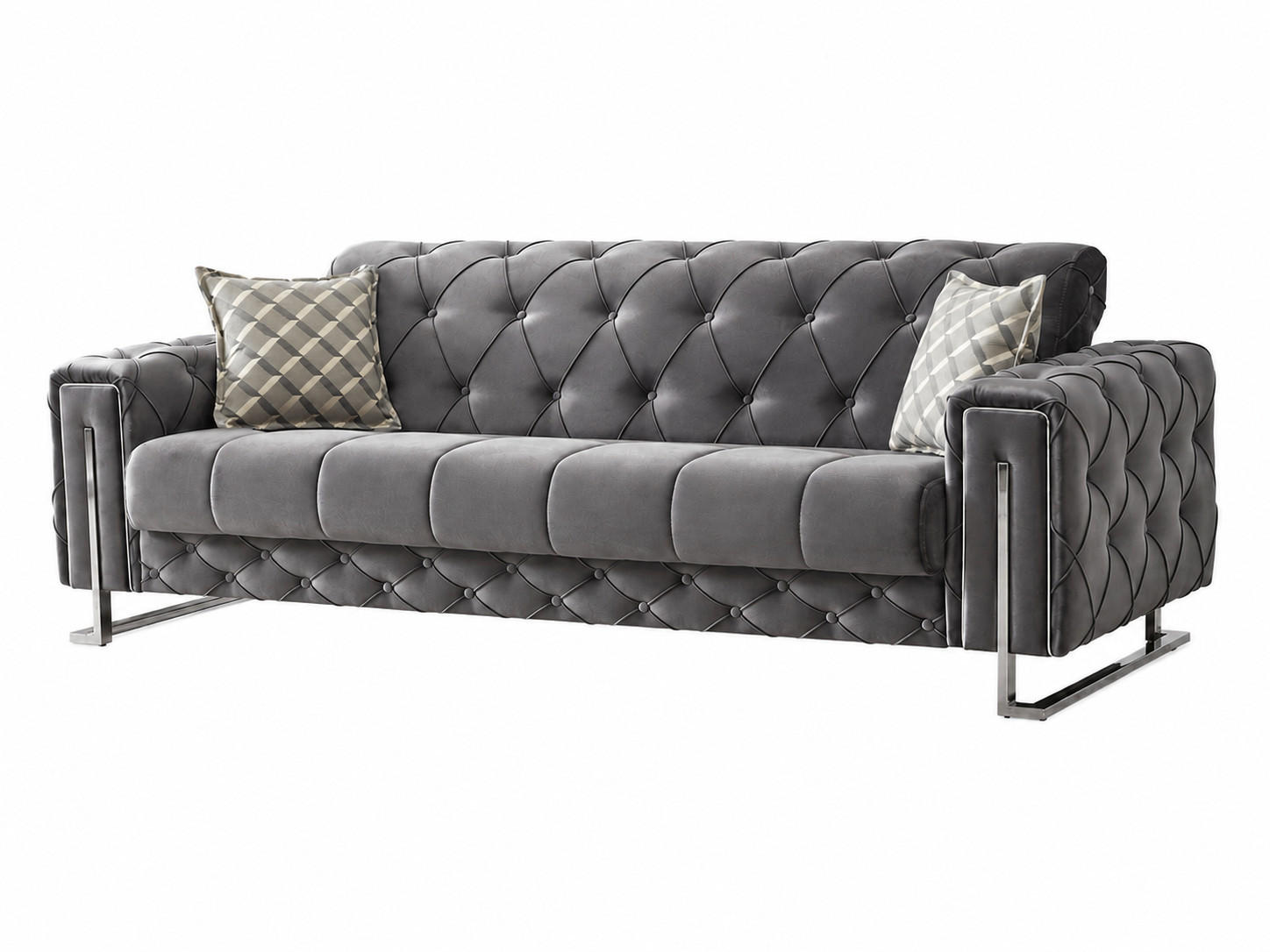 3-SITZER SOFA Shimla Grau - Grau, Holzwerkstoff/Textil (240/80/100cm)