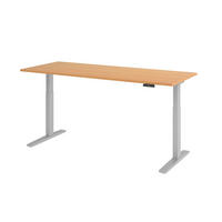 SCHREIBTISCH elektrisch XMKA 80/200/74 cm in Buchefarben/Silberfarben - Buchefarben/Silberfarben, Holzwerkstoff (80/200/74cm) - bümö