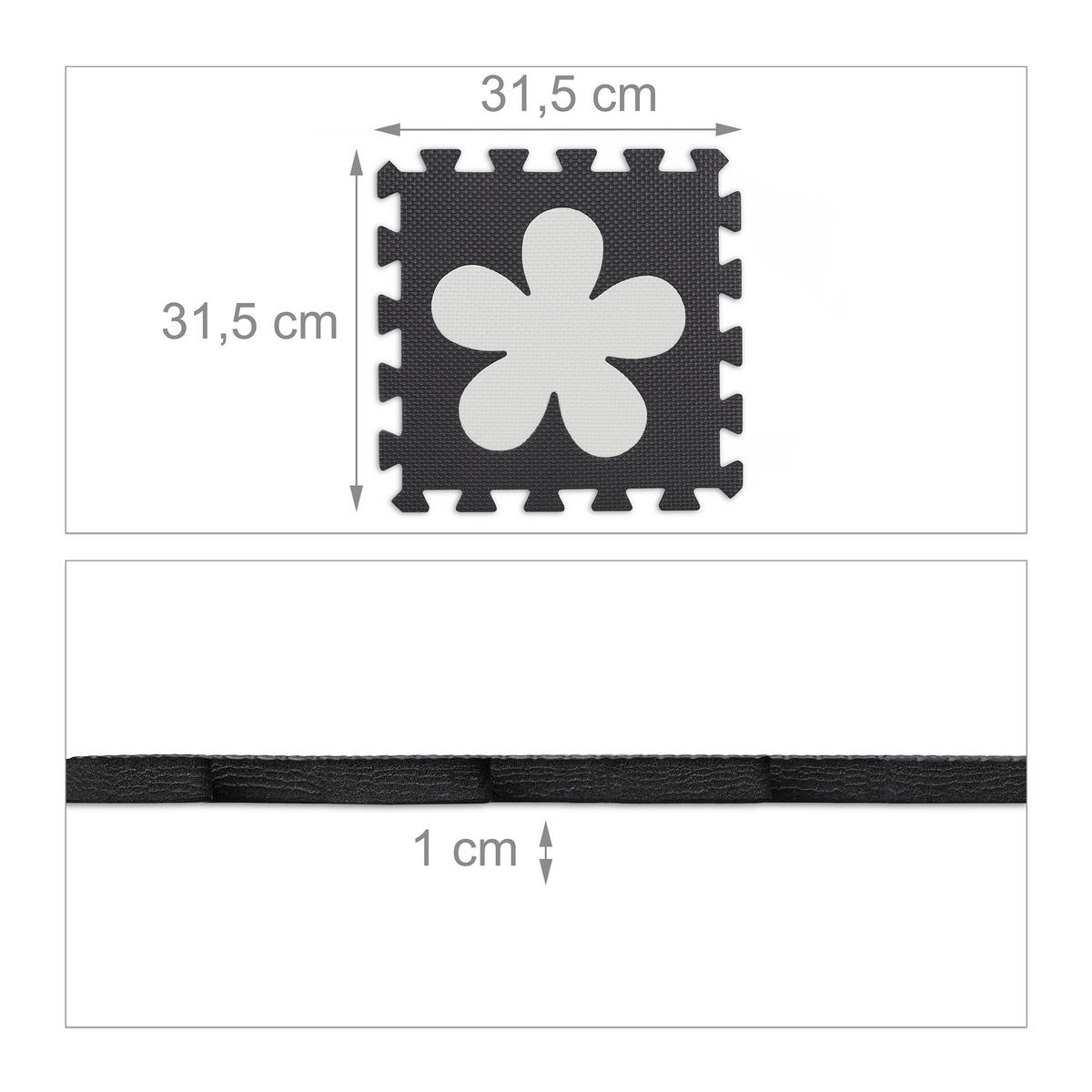34-TLG.PUZZLEMATTE - Schwarz/Weiß, Kunststoff (31.5/31.5cm) - Relaxdays