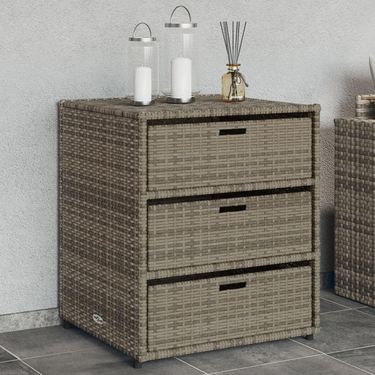 GARTENSCHRANK Grau 55x59x69 cm Poly Rattan - Grau, Kunststoff (55/69/59cm) - furnicato