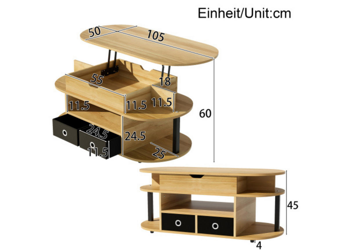 COUCHTISCH Brown 105/50/45 cm - Braun, Holz (105/50/45cm) - Urban Meuble