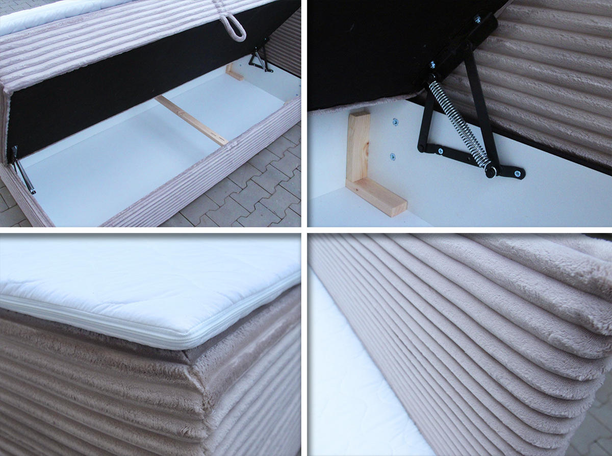 BOXBETT Mollo - 160x200 - blau (Tilia 77, Cord) - Blau/Schwarz, Holz/Holzwerkstoff (160/200cm) - Sofnet