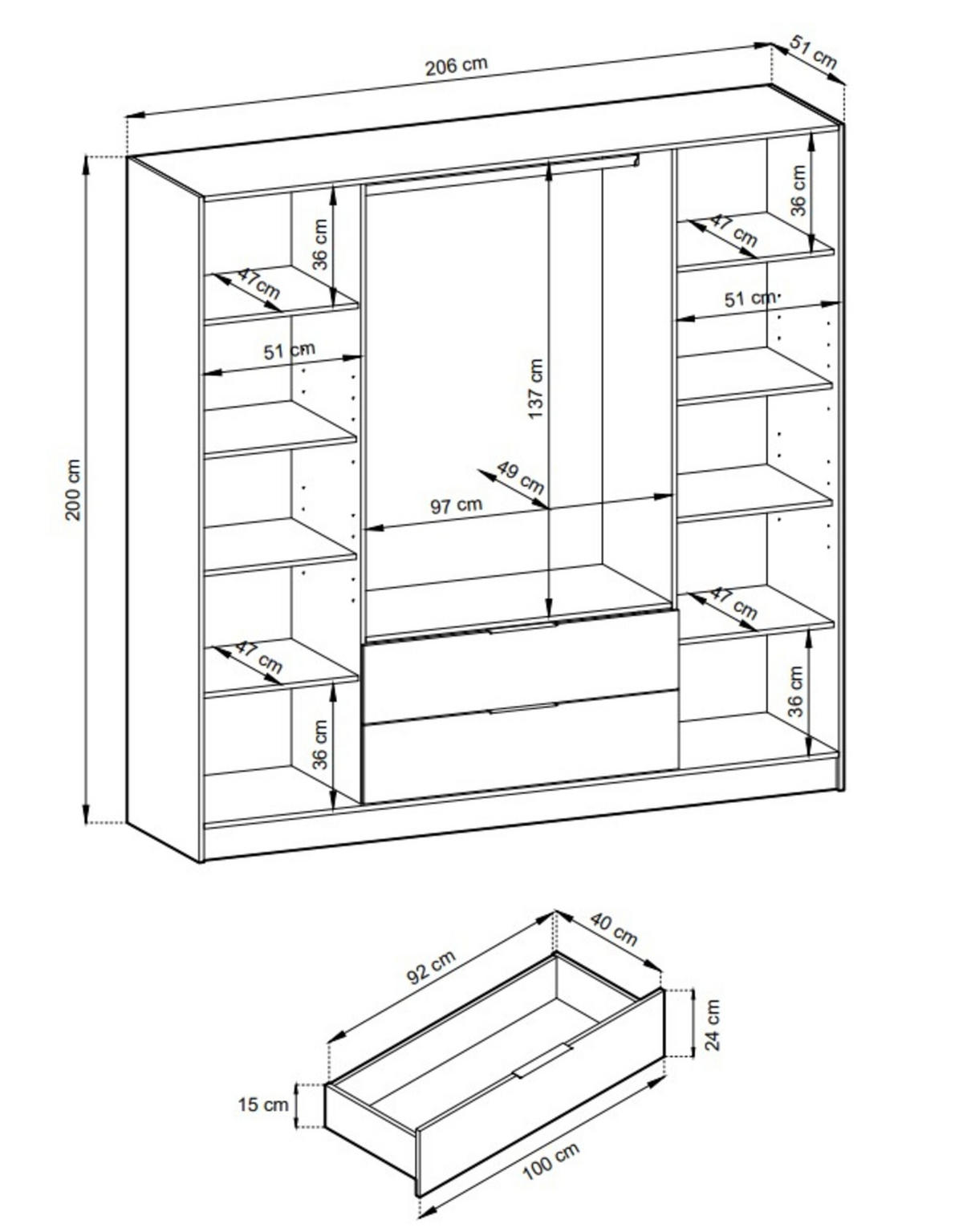 DREHTÜRENSCHRANK - John 4D ohne Spiegiel - Kaschmir - Kaschmir, Holzwerkstoff/Metall (206/200/51cm) - Möblo