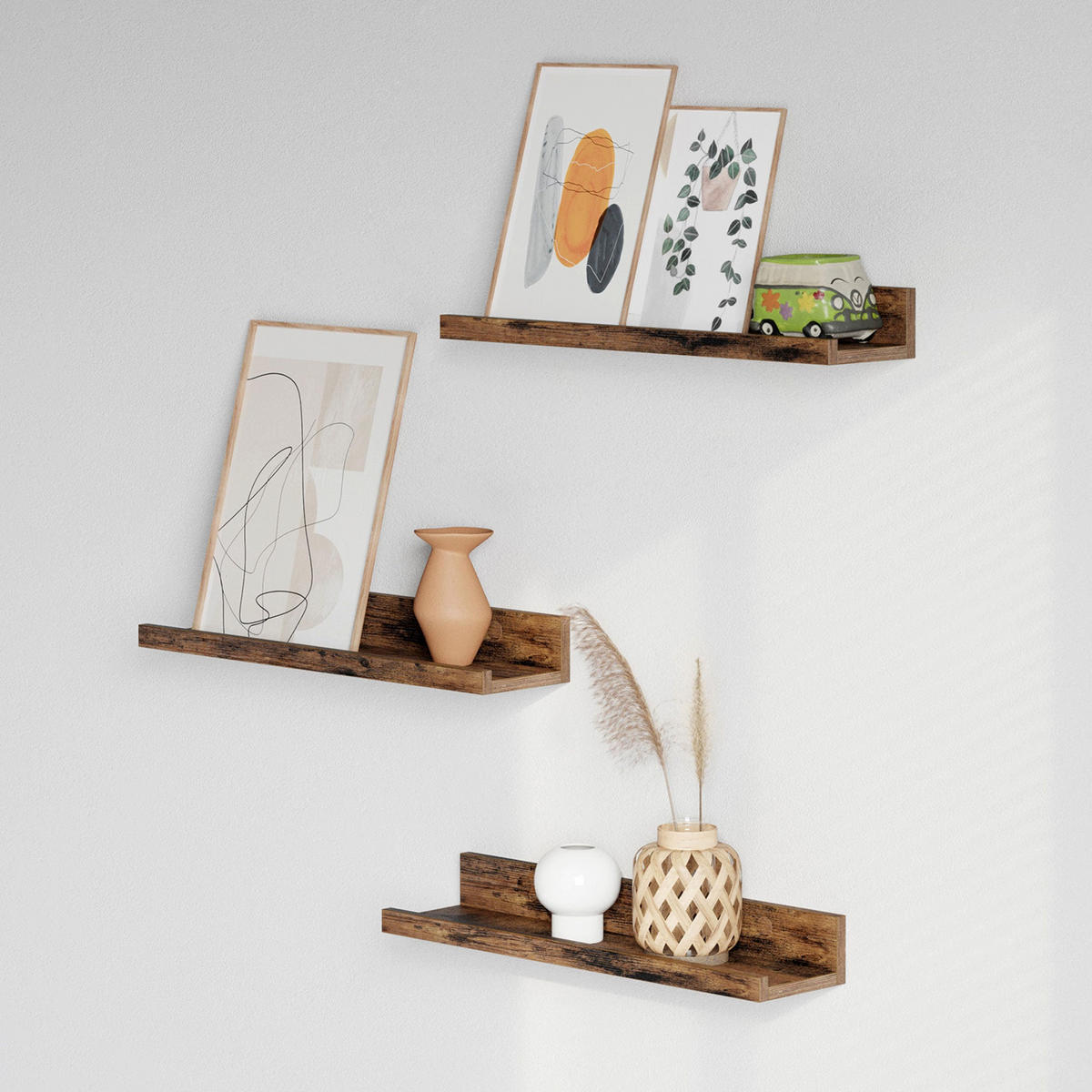WANDREGAL SCHWEBEREGAL 3ER-SET - Braun, Holzwerkstoff (10/5/38cm) - Hansiro
