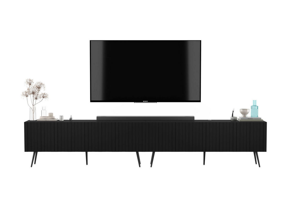 TV-LOWBOARD 2-er Set Elpis Schwarz matt mit goldenen Metallbeinen 150 cm - Goldfarben/Schwarz, Holzwerkstoff (300/60.5/36.5cm) - Meble Lindner