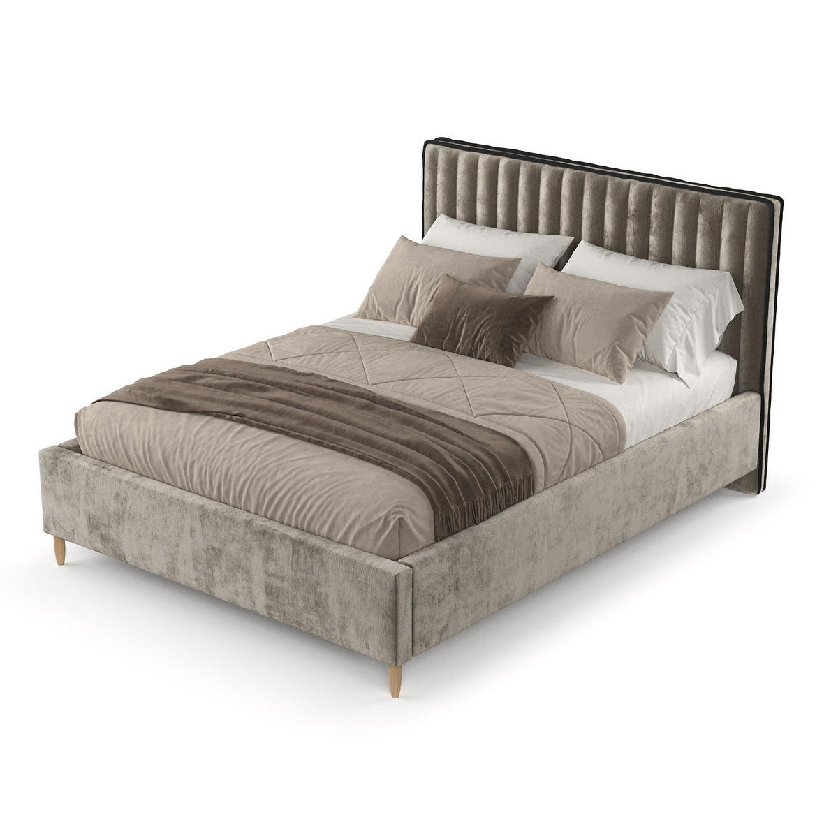 POLSTERBETT Aria 120/200 cm Beige im Lotta Stoff - Beige/Naturfarben, Holz/Holzwerkstoff (120/200cm) - AltaBeds