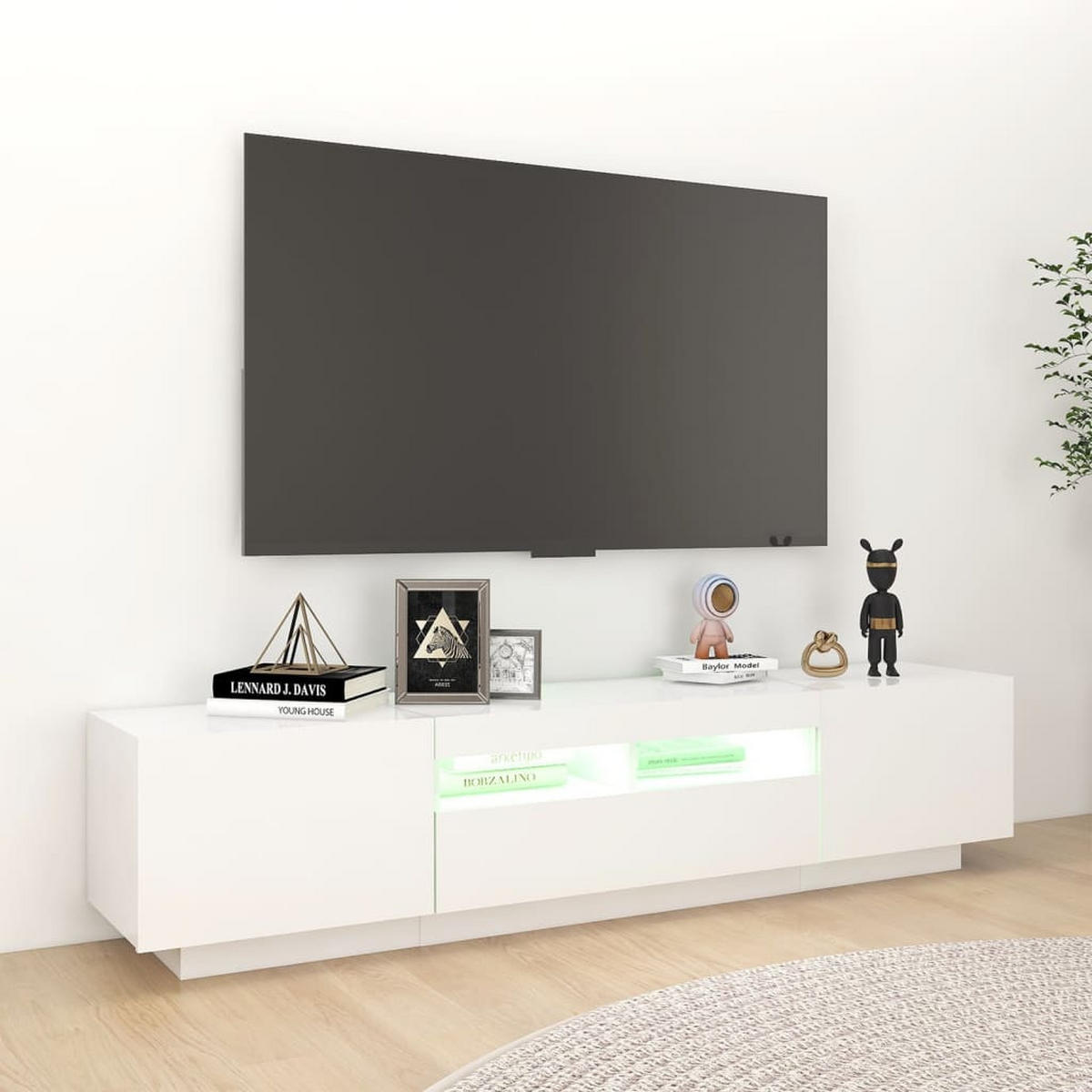 TV-SCHRANK Mit Led-Leuchten Weiss 180/35/40 Cm - Weiß, Holzwerkstoff (35/40/180cm) - vidaXL