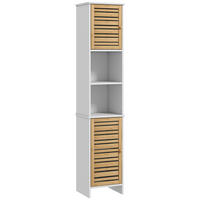 HOCHSCHRANK DE-12420 35/30/170 cm Bambus / Grau - Weiß, Holzwerkstoff (30/170/35cm) - ComfortXL