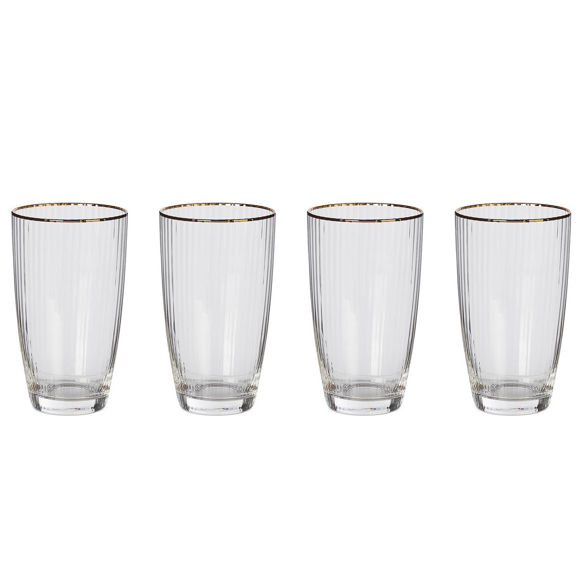 LONGDRINKGLÄSER (4er Set) Golden Twenties 500 ml - Transparent, Glas (0.5L) - Butlers