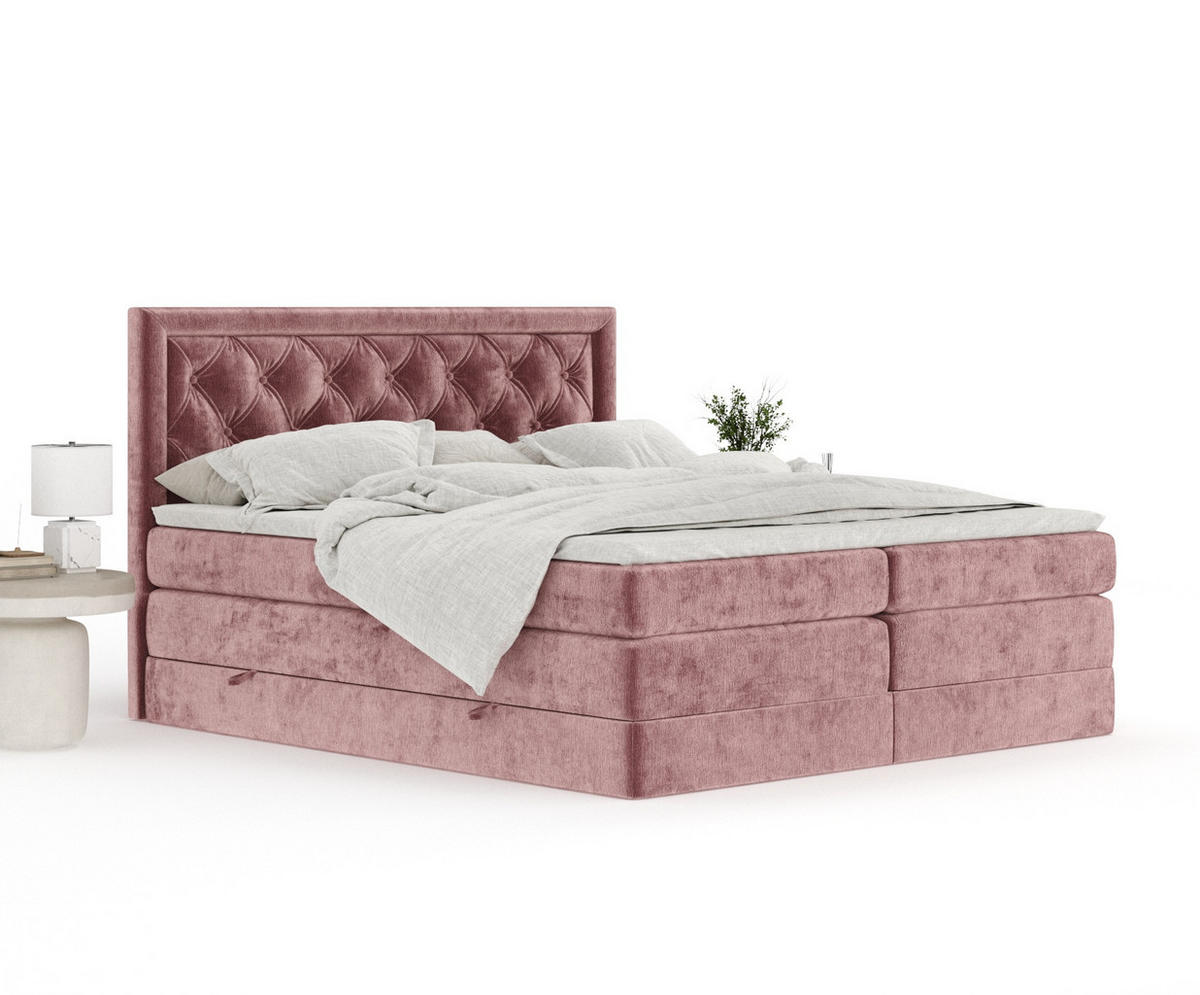 BOXSPRINGBETT Aurelia Rosa 200/200 cm - Schwarz/Rosa, Holz/Holzwerkstoff (200/200cm) - Maison de Reve