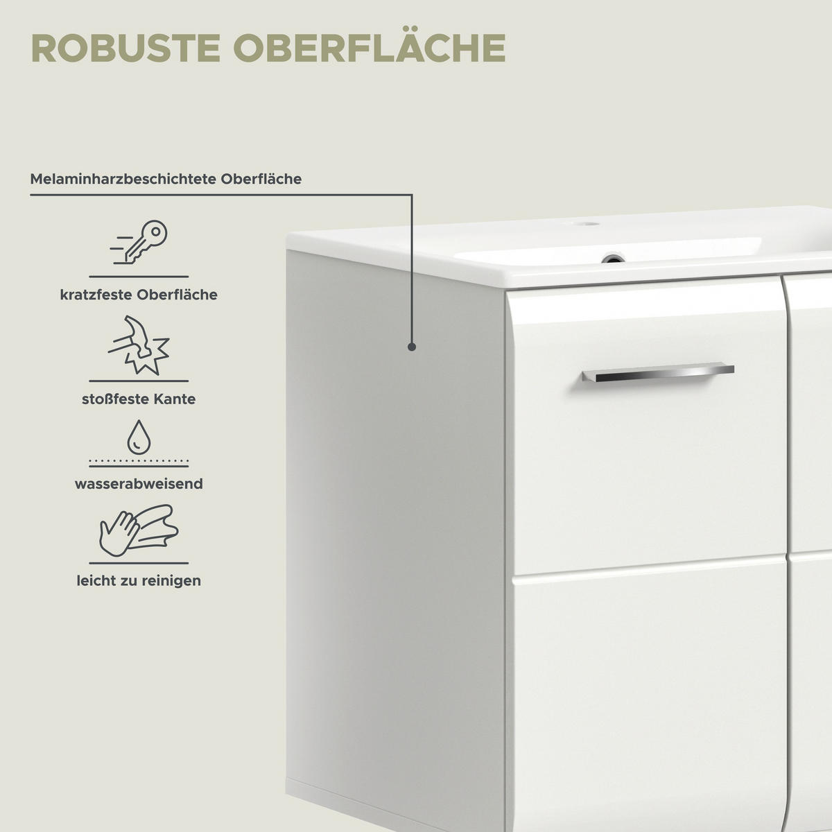 BADKOMBINATION Ice 135x185x46 cm weiß Hochglanz MDF 3tlg. - Weiß, Holz (135/185/46cm)