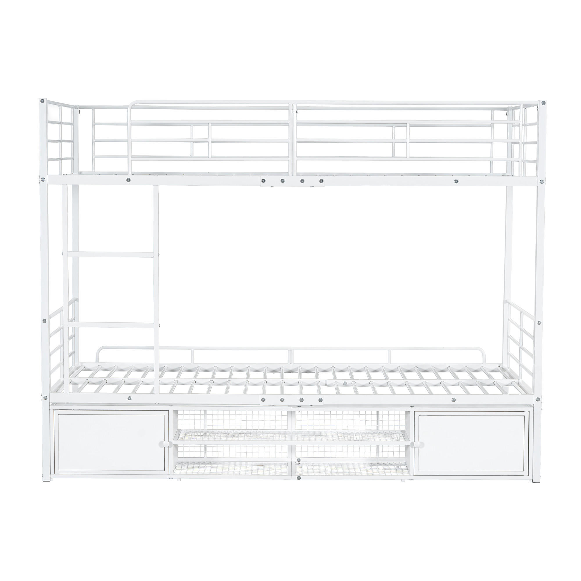 ETAGENBETT 90x200cm mit kleiner lagerschrank in Weiß - Weiß, Metall (90/200cm) - KOMHTOM