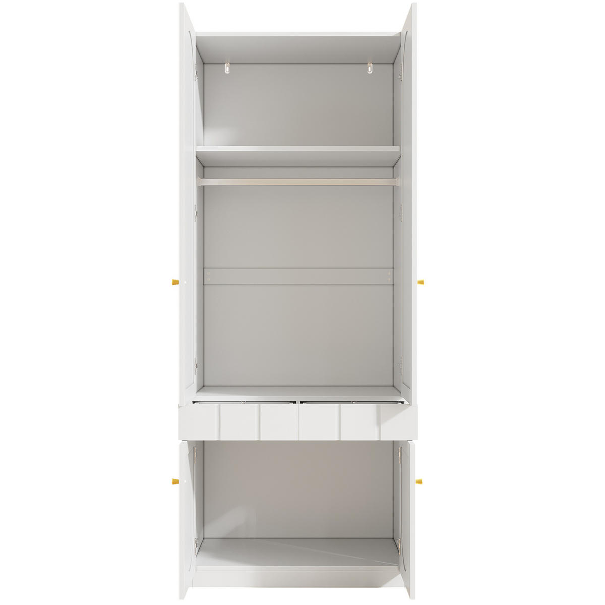 KLEIDERSCHRANK-SET aus MDF 80x50x200 cm & 50x40x180 cm Weiß mit Schubladen, Kleiderstange und Einlegeböden - Weiß, Holzwerkstoff (50/180/40cm) - Modfu