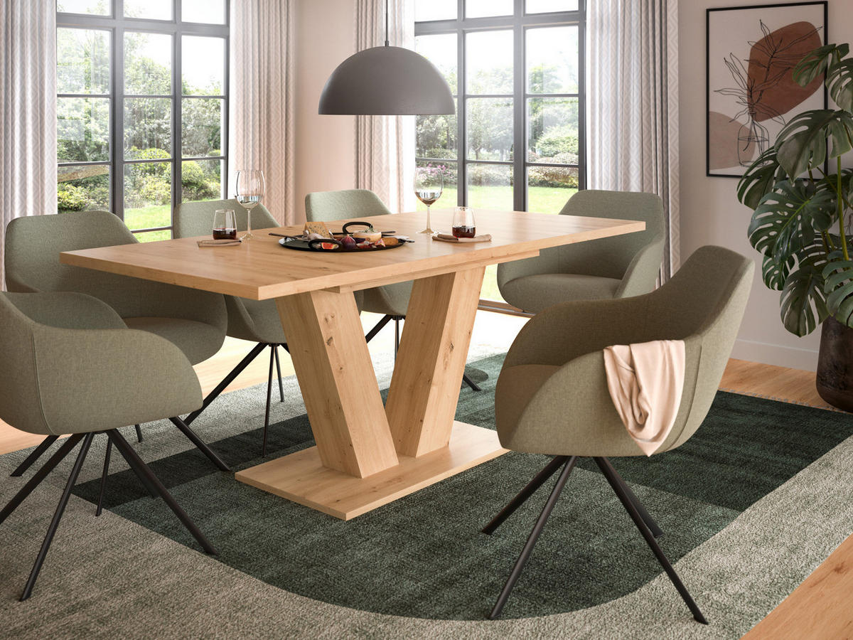 ESSTISCH Eiche Artisan, Küchentisch ausziehbar 150 - 190 cm - Eiche Artisan, Holzwerkstoff/Metall (150/90/76cm) - Inn.Furn