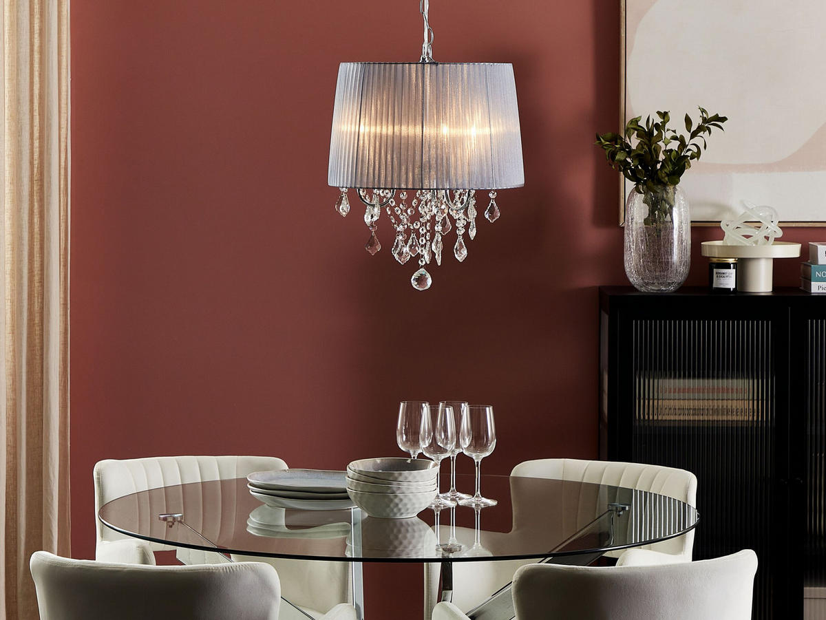 KRONLEUCHTER Evans 40/40/120 cm - Grau, Kunststoff (40/40/120cm) - Beliani
