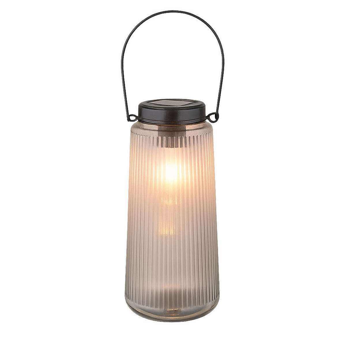 LED AUSSENLEUCHTE Solar Laterne Schwarz - Schwarz, Glas (11.5/11.5/25cm) - Globo Lighting