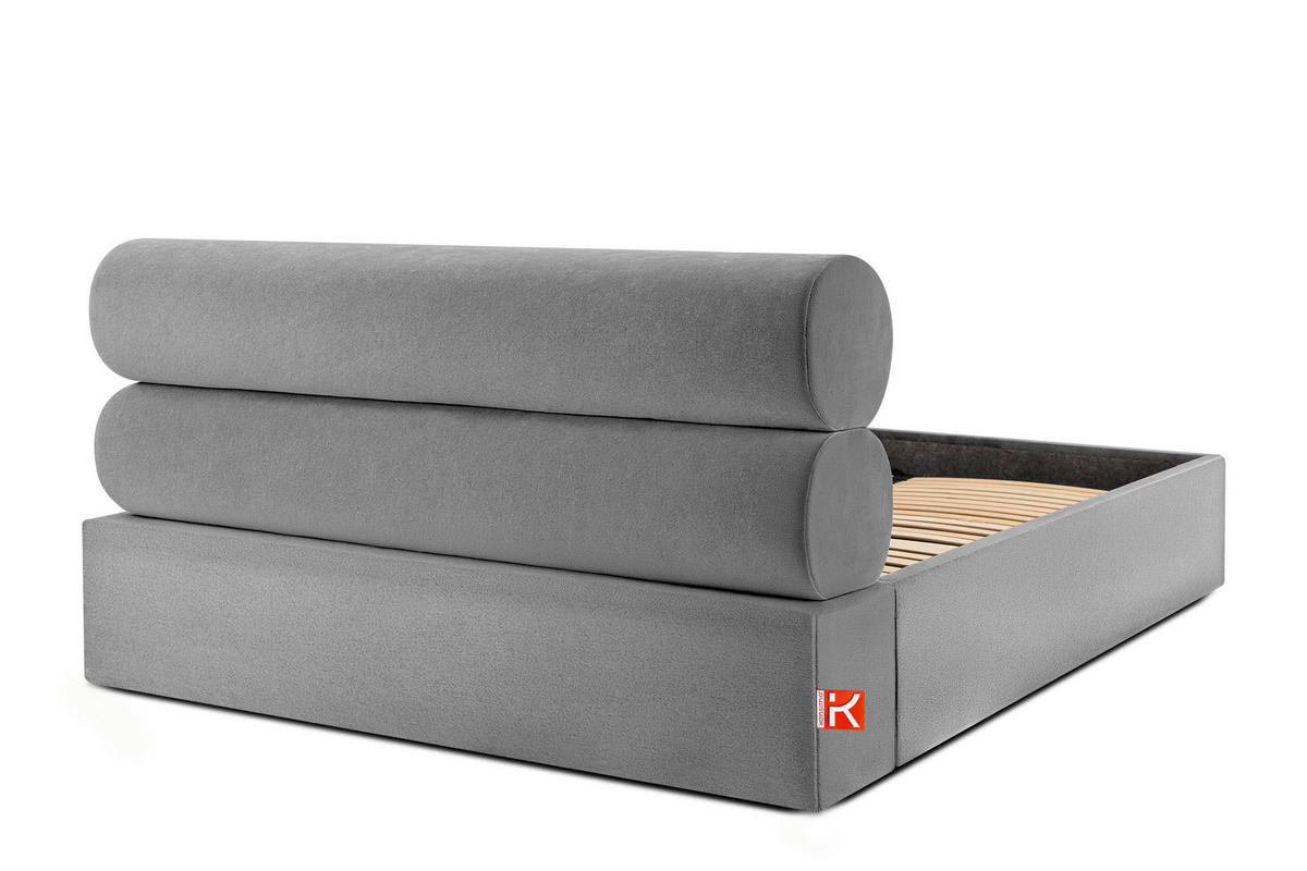 POLSTERBETT LUNEO - Hellgrau/Schwarz, Holz/Holzwerkstoff (162/204cm) - KONSIMO®