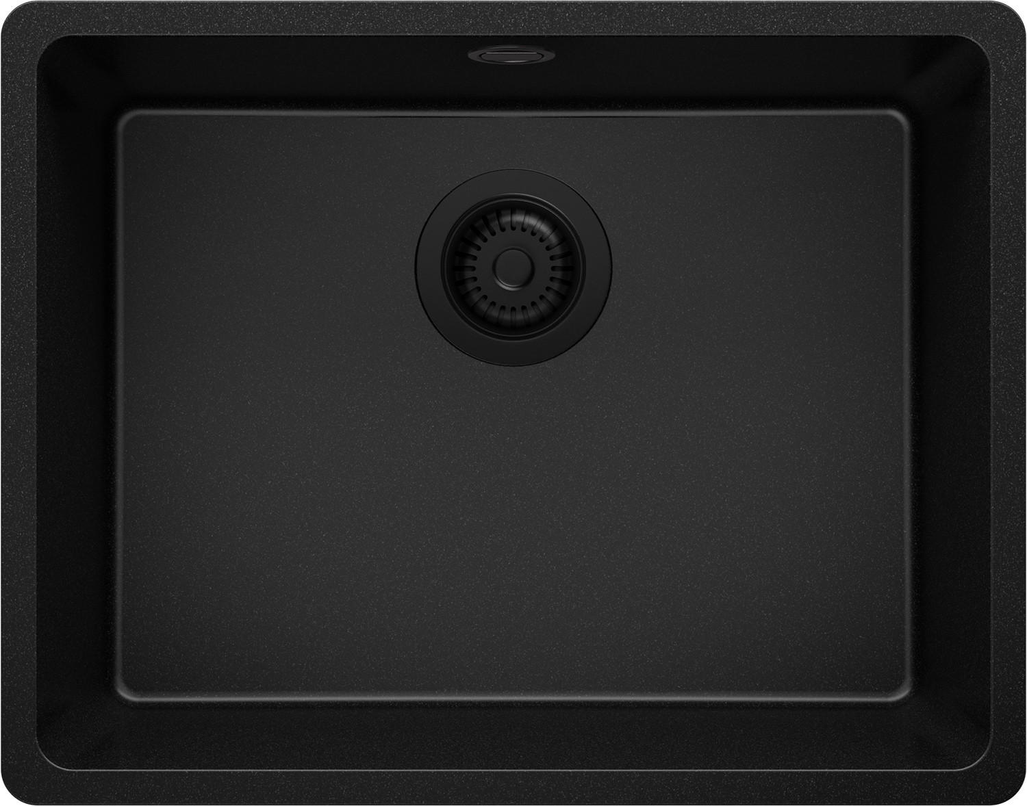 SPÜLBECKEN Venedig Slim Easy, 2-er set Alles Schwarz 56/44 cm 1 Becken + Ablauf-Set ab 60er Unterschrank - Schwarz, Kunststoff (56/20/44cm) - Primagran