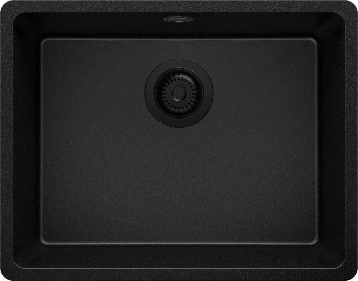 SPÜLBECKEN Venedig Slim Easy, 2-er set Alles Schwarz 56/44 cm 1 Becken + Ablauf-Set ab 60er Unterschrank - Schwarz, Kunststoff (56/20/44cm) - Primagran