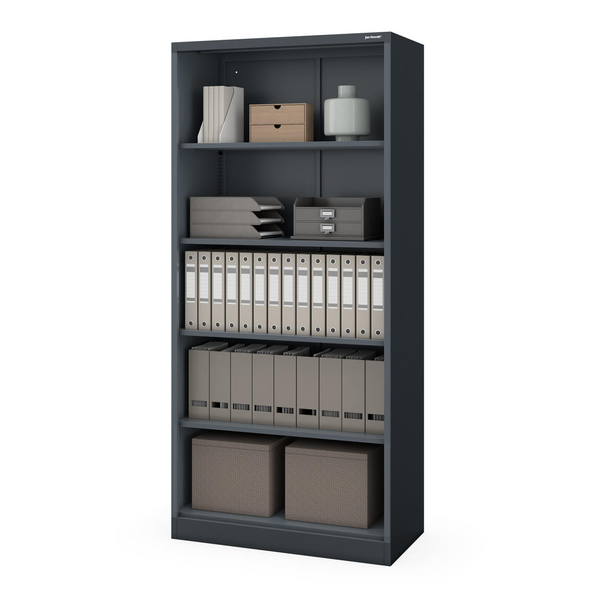 BÜRO-REGAL aus Metall RUFUS 195 × 90 × 45 cm - Anthrazit, Metall (90/195/45cm) - Jan Nowak
