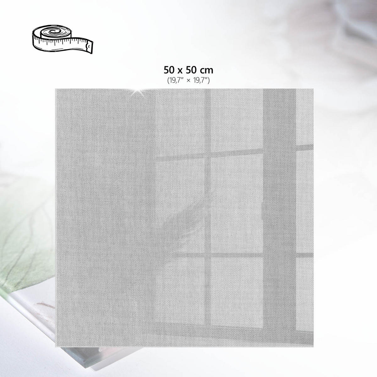 TISCHPLATTE 50x50 cm – Grauer Stoff - Gelb, Glas (0.4/50/50cm) - Wallfluent