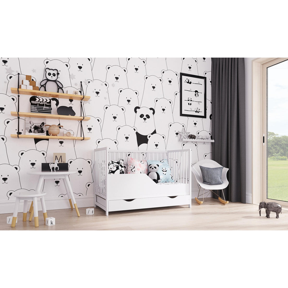 BABYBETT Anna, Mitwachsendes, mit Schublade Weiß - Weiß, Holz (60/120cm) - Premiers Moments