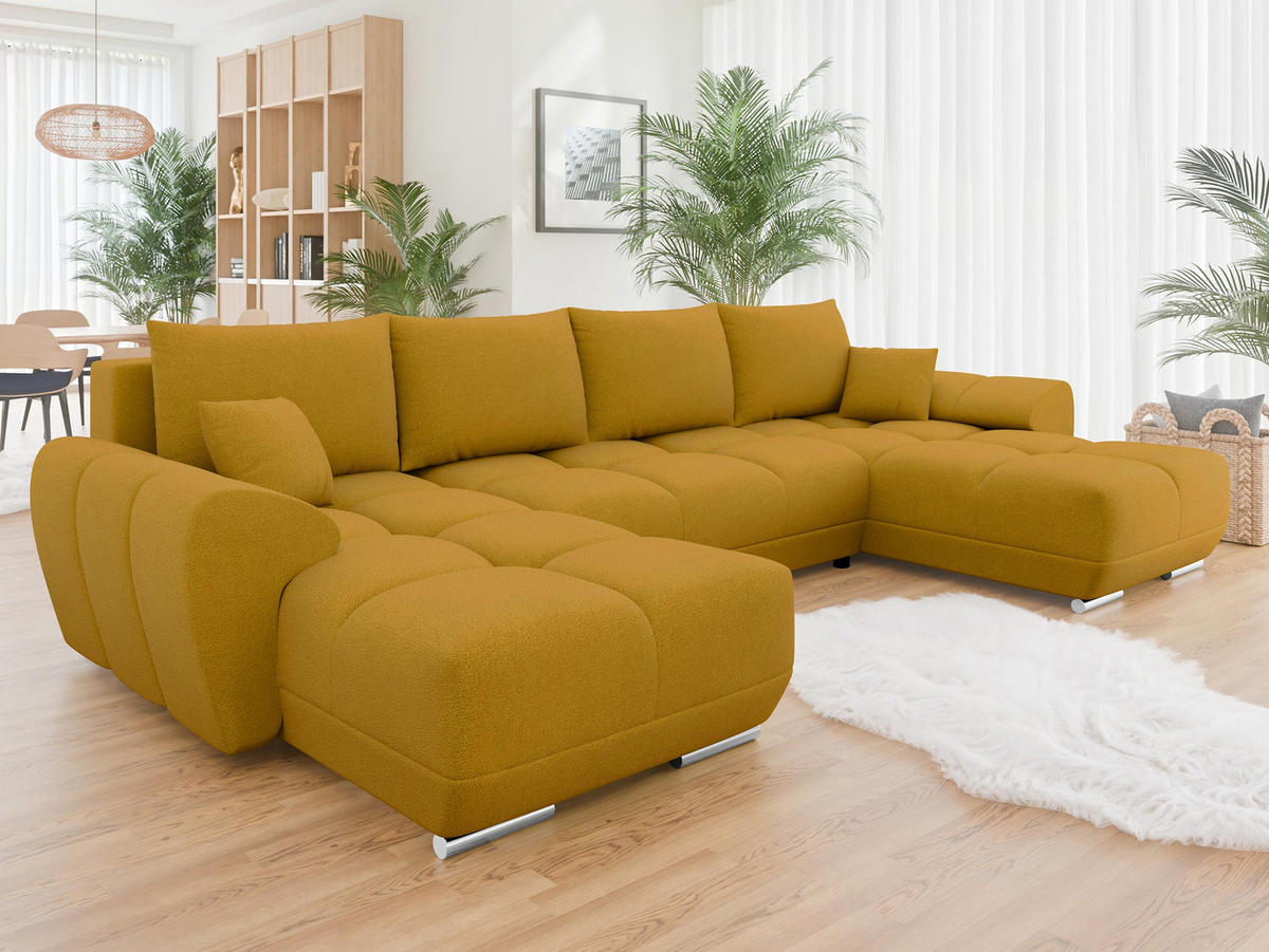 WOHNLANDSCHAFT Logo U - Gelb, Holz/Kunststoff (362/85/183cm) - MIRJAN24
