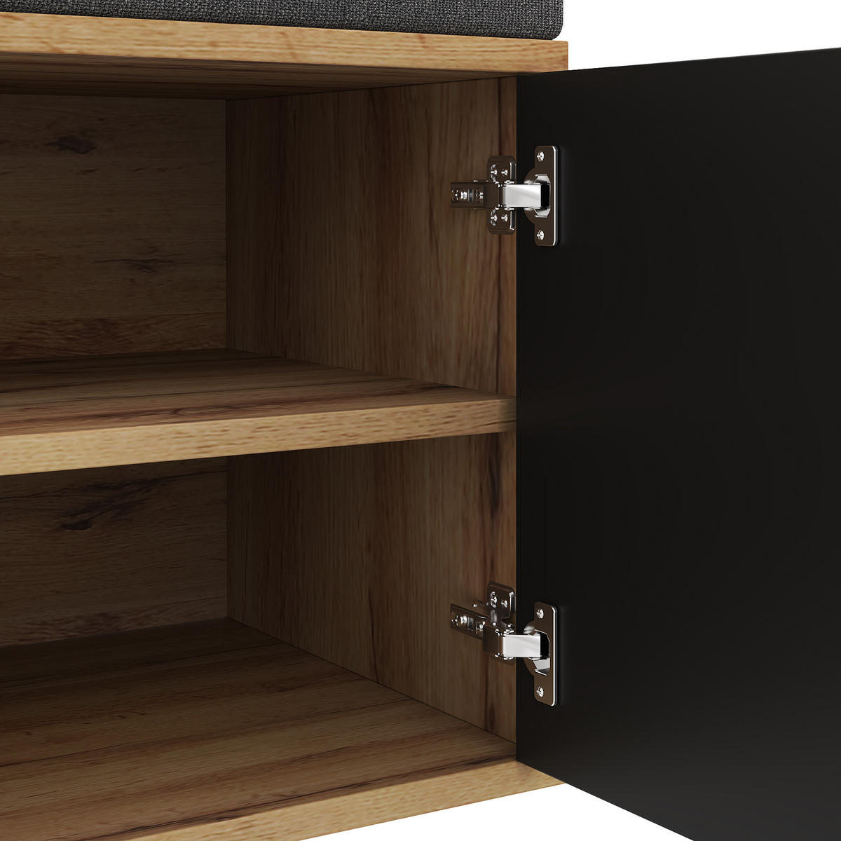 KLEIDERSCHRANKSET Kompakt Spiegel Kissen Garderobenpaneele Flur modern - Schwarz, Holzwerkstoff (38/190/100cm) - FLIEKS
