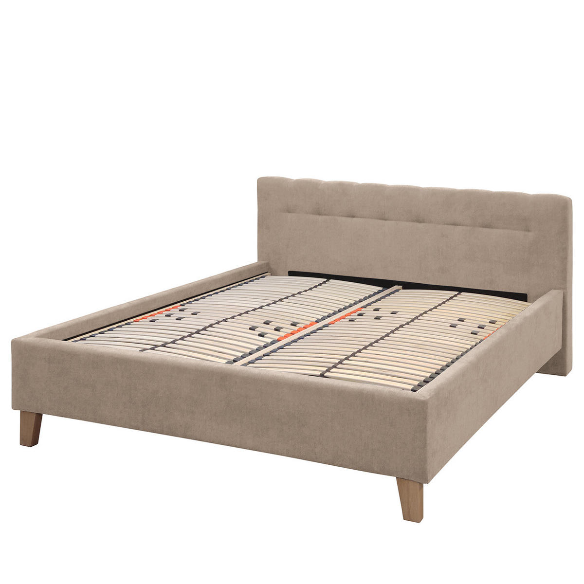 POLSTERBETT - Samt - Beige, Textil (200/200cm) - home24