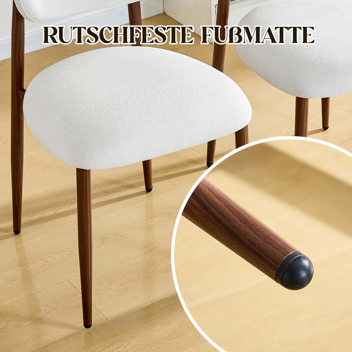ESSZIMMERSTUHL 2er-Set mit Polsterung und Rückenlehne - Weiß, Textil (48/83/58.5cm)