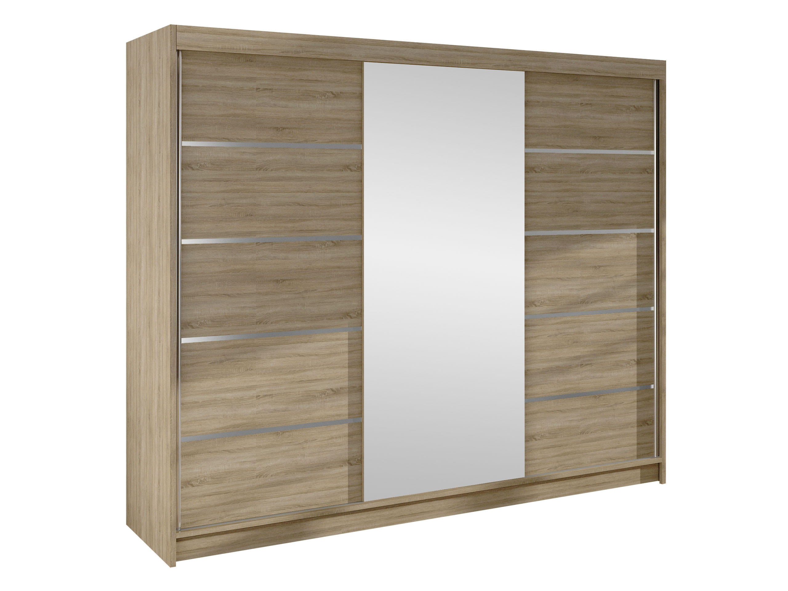 SCHWEBETÜRENSCHRANK Derby VI - Sonoma Eiche, Holzwerkstoff/Metall (200/215/58cm) - MIRJAN24