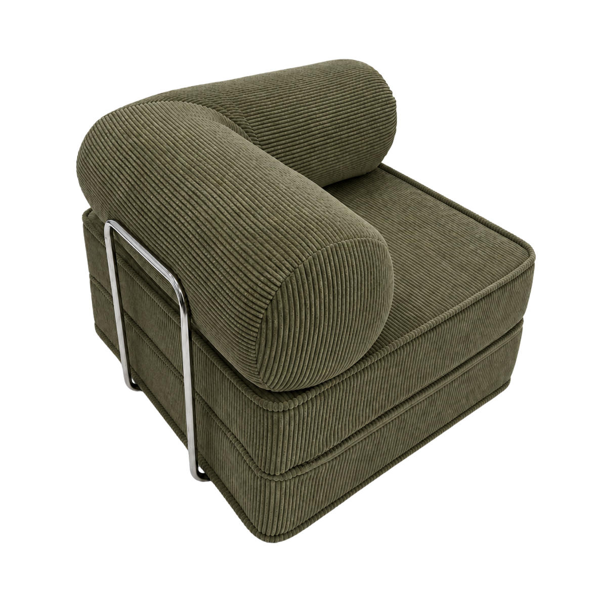 KOMFORTABLER Bodensessel im Japandi Stil Khaki - Waldgrün, Textil (100/70/100cm) - SURB