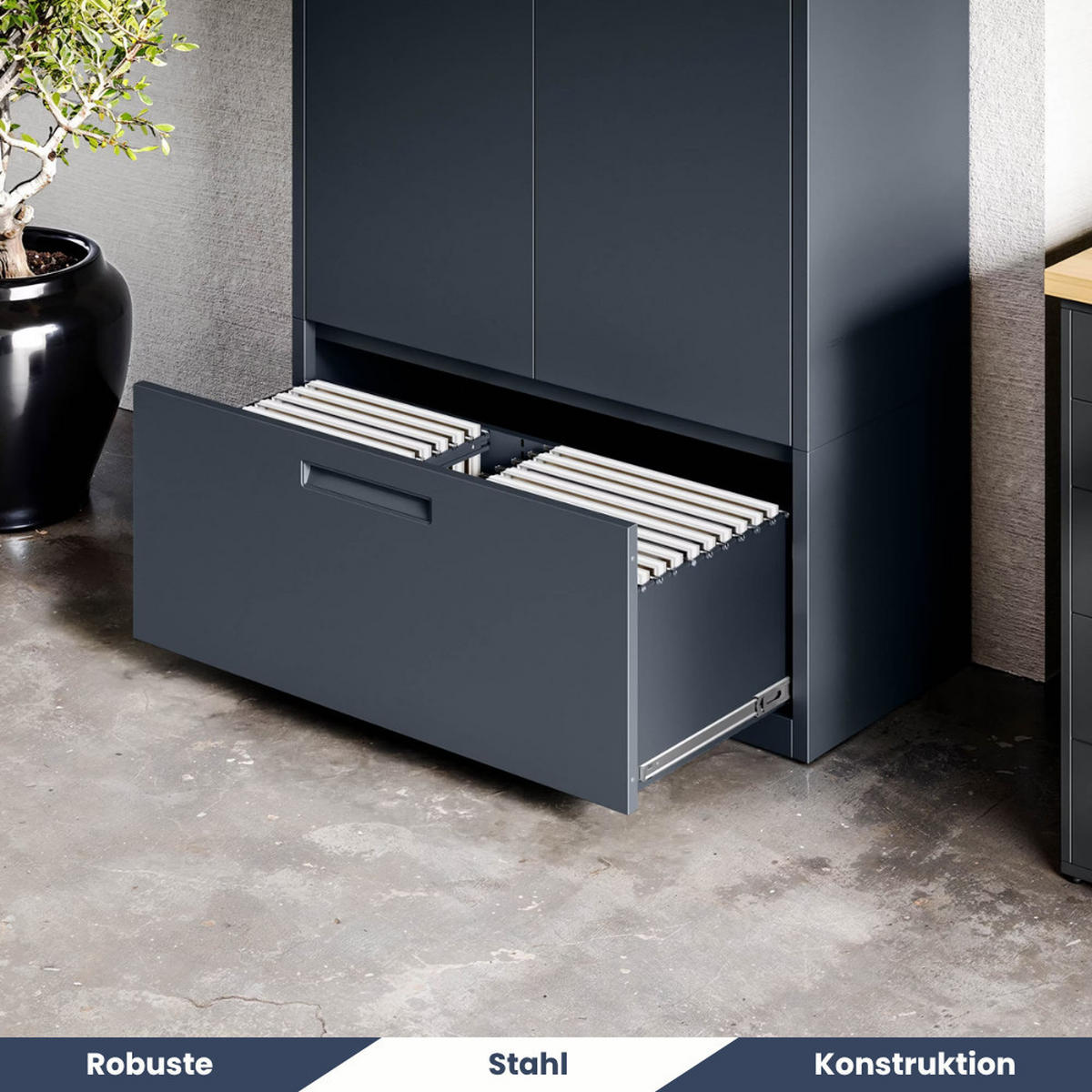 METALLSCHRANK mit Hohe Schublade RUEL 195x90x40cm Anthrazit - Anthrazit, Metall (90/195/40cm) - DELUKE