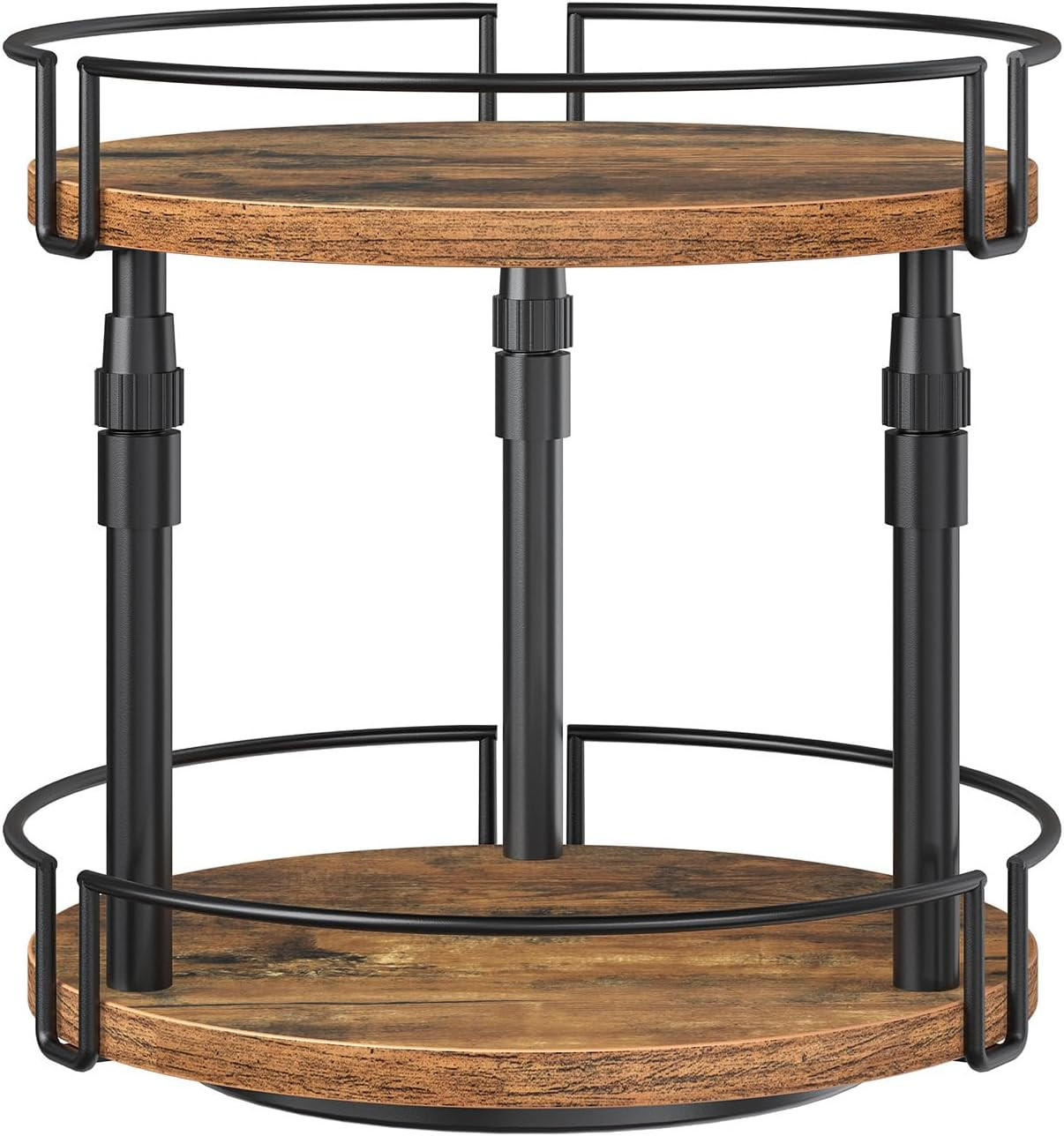 KÜCHENGEWÜRZERHALTER Zwei Lagenhöhen verstellbar - Dunkelbraun, Holz (26/28/26cm) - HOOBRO