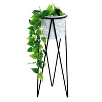 BLUMENHOCKER mit Topf Metall Schwarz/Weiß 28/28/75 cm - Schwarz, Metall (28/75/28cm) - DanDiBo