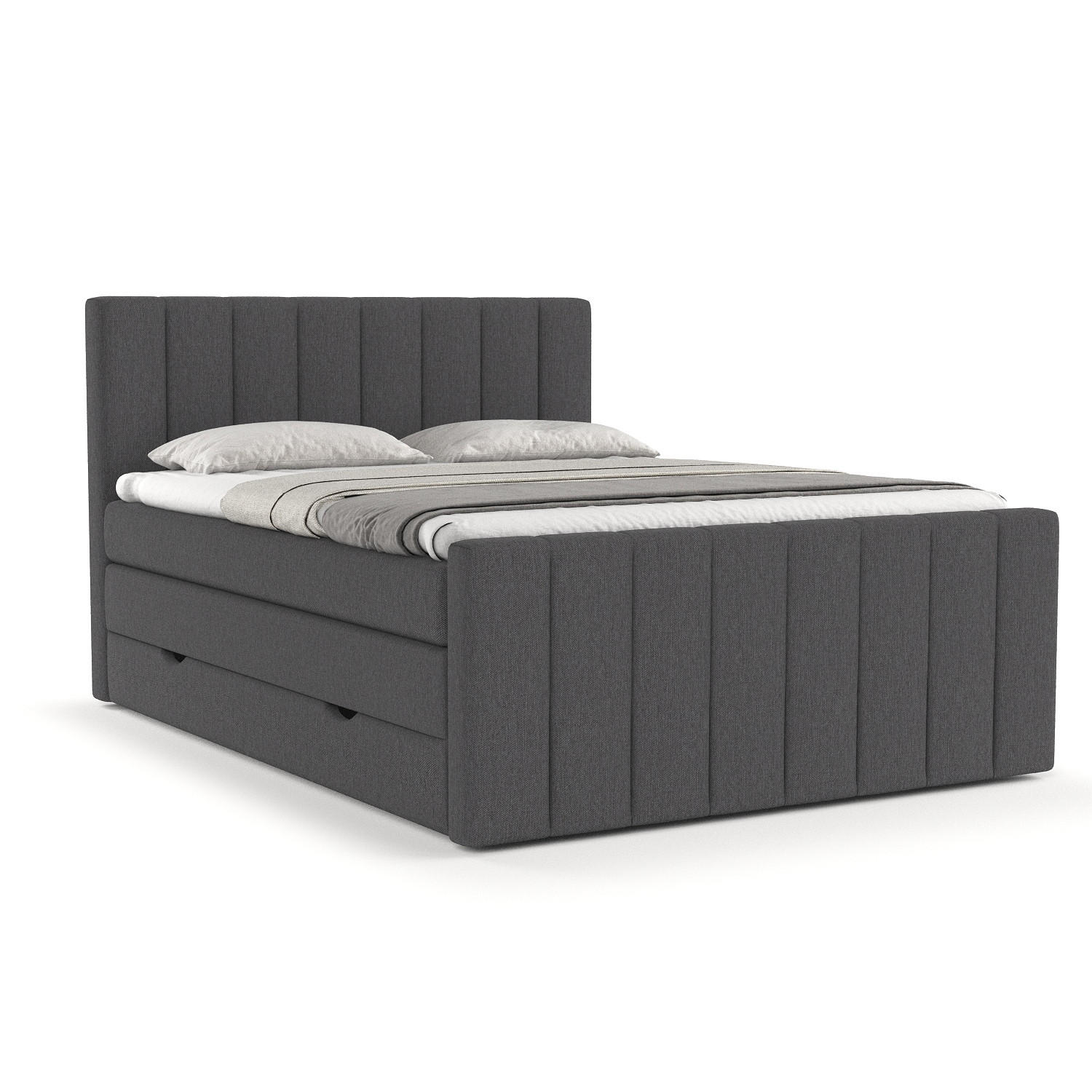 BOXSPRINGBETT Ruby Anthrazit 140/200 cm mit Matratze und Topper - Anthrazit/Schwarz, Holz/Holzwerkstoff (140/200cm) - Maison de Reve