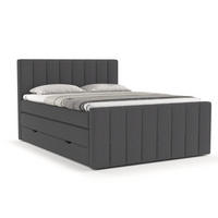 BOXSPRINGBETT Ruby Anthrazit 140/200 cm mit Matratze und Topper - Anthrazit/Schwarz, Holz/Holzwerkstoff (140/200cm) - Maison de Reve