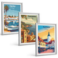 BILDER SET 3er Set - 40x60 cm Silberner Rahmen - Ansichten von Küstenstädten - Silberfarben, Kunststoff (40/60cm) - TULUP