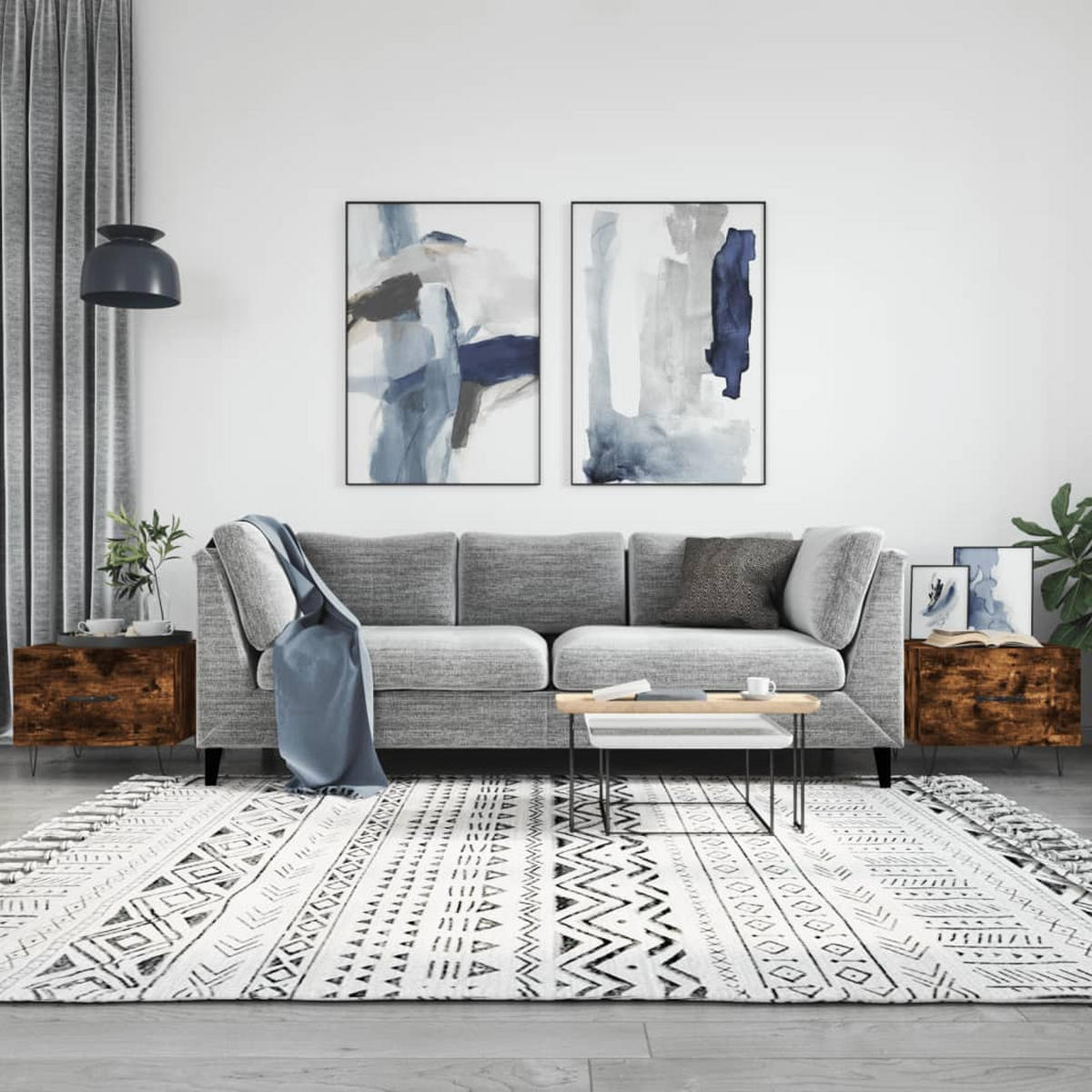 COUCHTISCHE 2 Stk. Räuchereiche 50x50x40 cm Holzwerkstoff - Braun, Holzwerkstoff (50/50/40cm) - furnicato