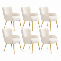 ESSZIMMERSTUHL mit Armlehnen 6er-Set Samt Beige/Gold - Beige, Metall (53/83/57cm) - Meubliv