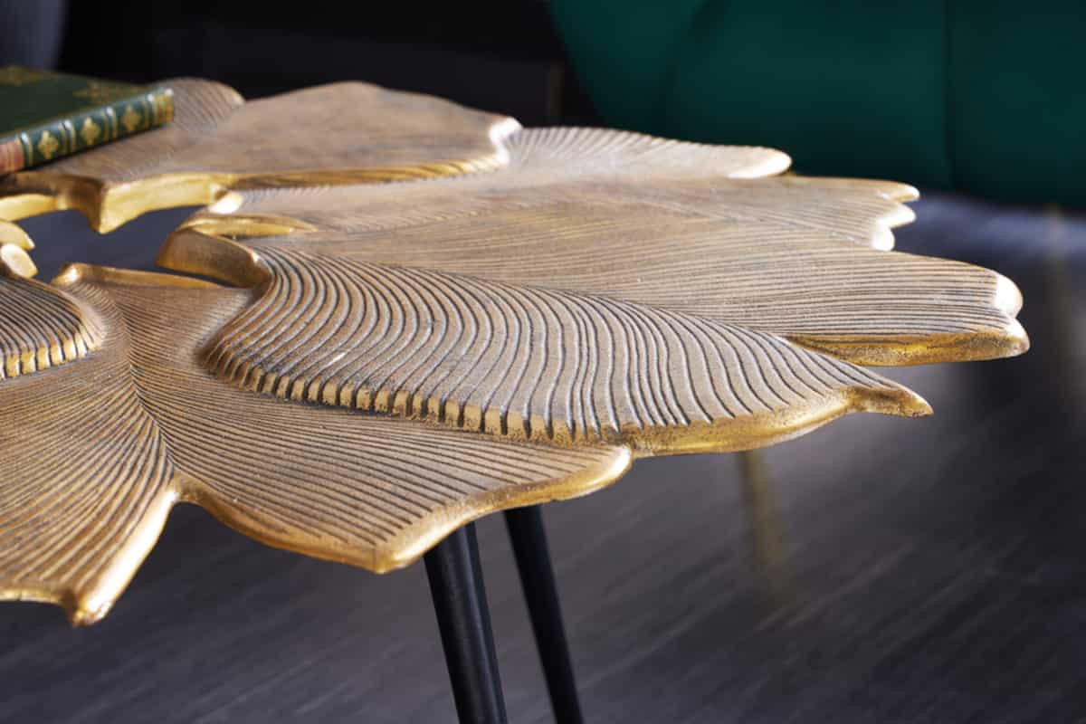 COUCHTISCH GINKGO rechteckig Gold 95cm - Beige/Goldfarben, Metall (90/95/47cm) - riess-ambiente