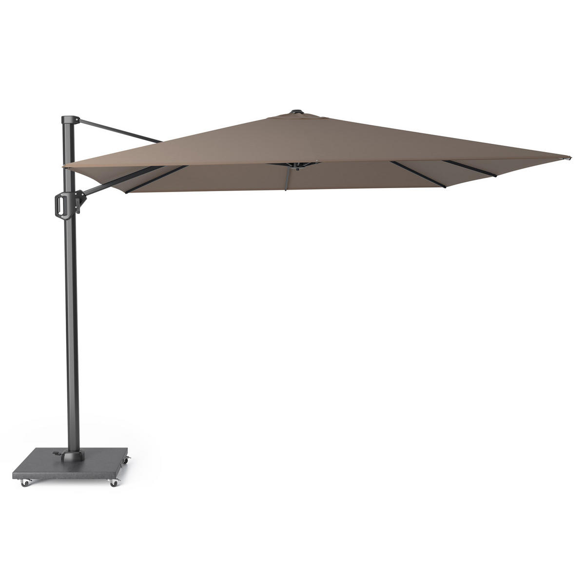 AMPELSCHIRM quadratisch 3 x 3 m Challenger T¹ Premium 360° kippbar braun/anthrazit - Braun, Metall (300/300cm) - Platinum