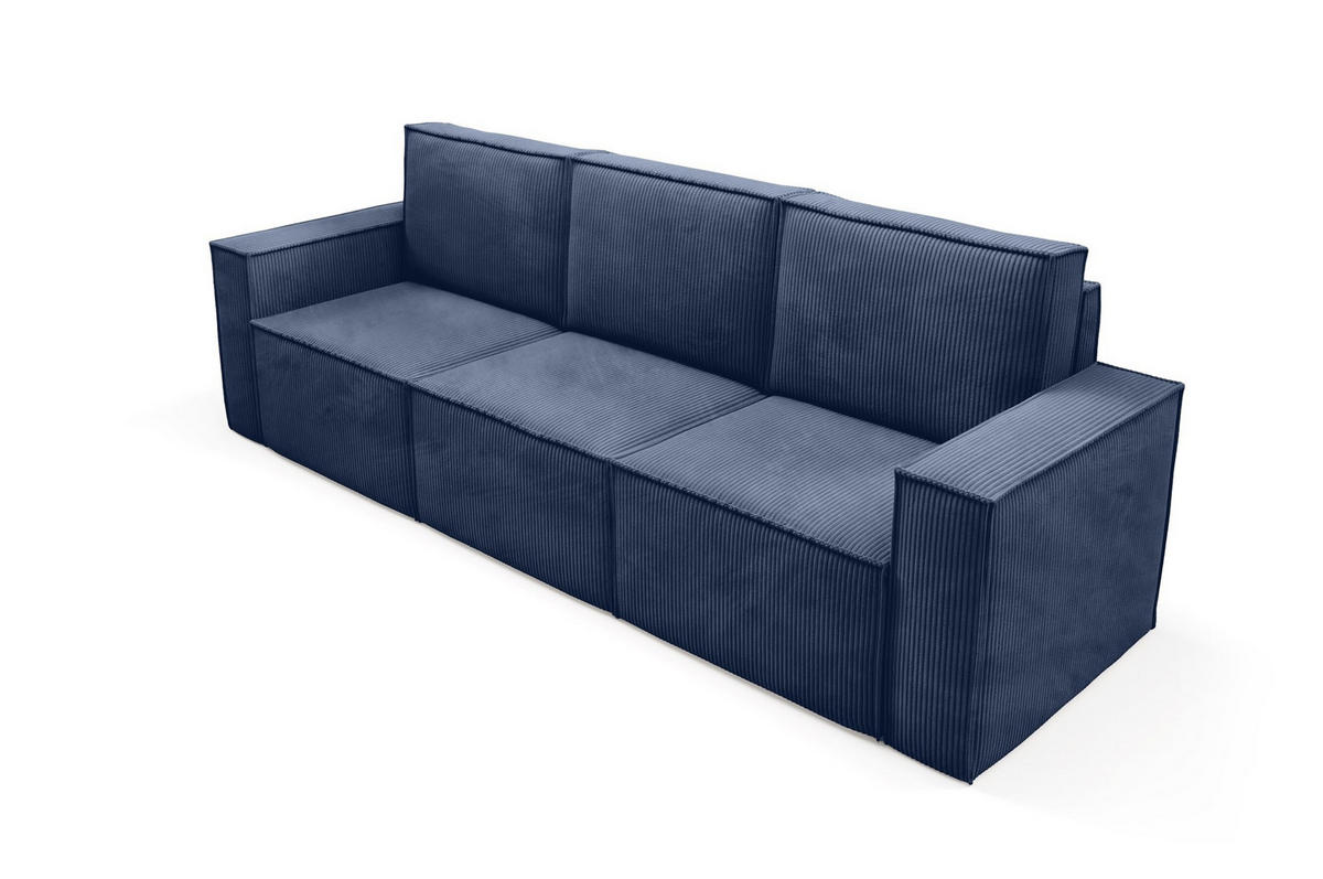 SOFA Orto Dunkelblau, Dreisitzer Polstersofa - Dunkelblau, Holzwerkstoff/Textil (247/93/82cm) - Bettso