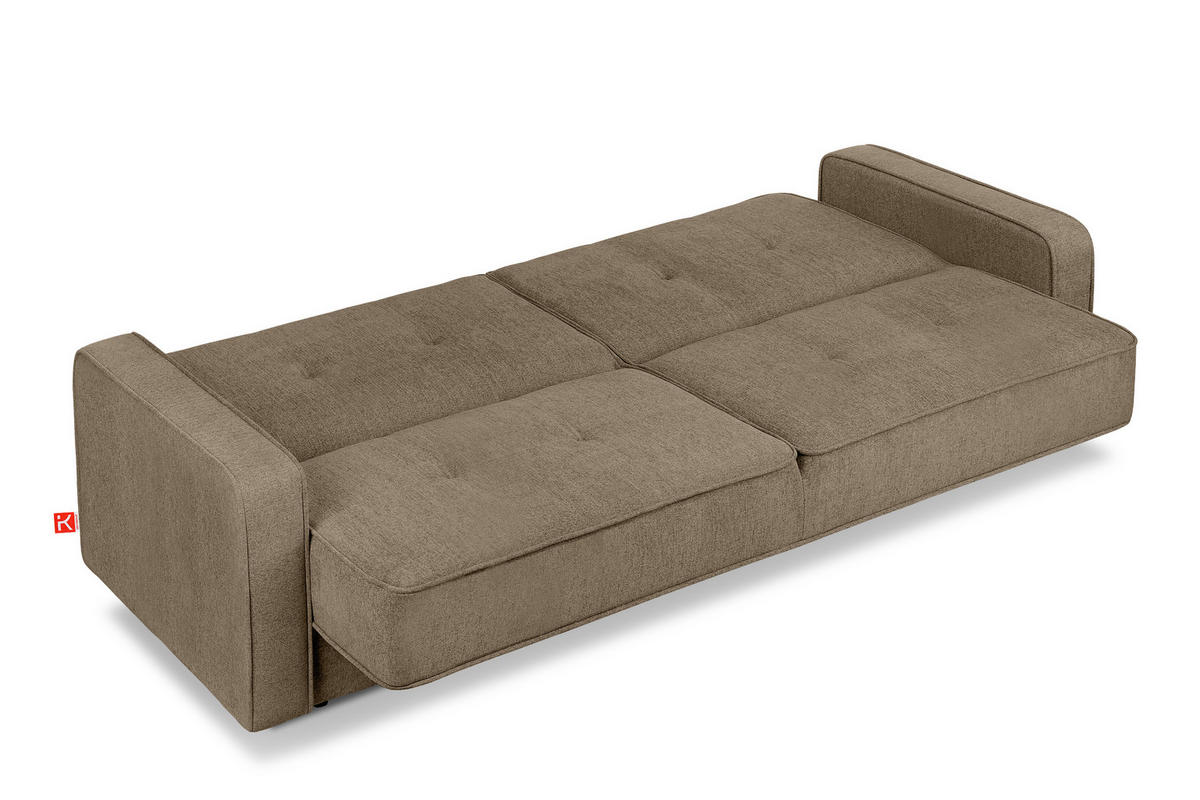 SCHLAFSOFA ORIO 3 Personen, Chenille-Stoff, Braun - Braun, Textil (219/90/90cm) - KONSIMO®