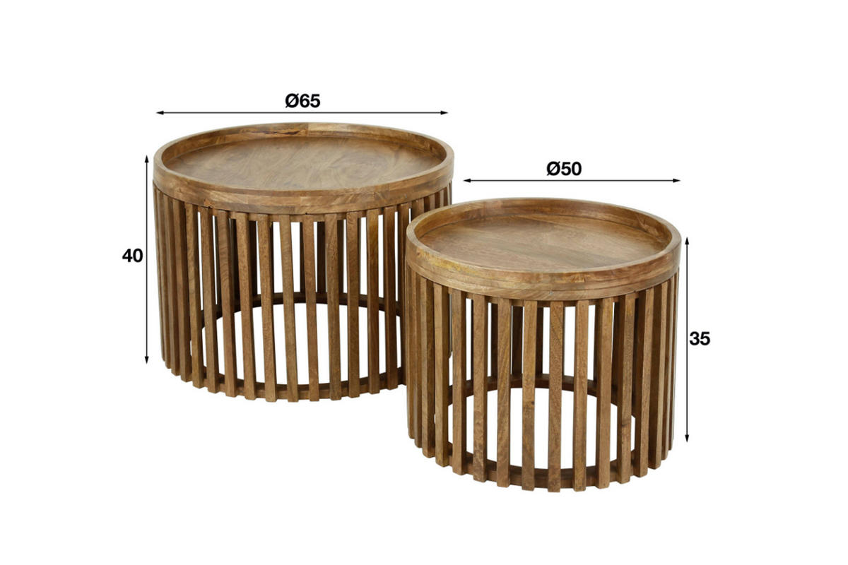 COUCHTISCH-SET LANI Braun Mango - Braun, Mangoholz/Holz (65/65/40cm) - KAWOLA