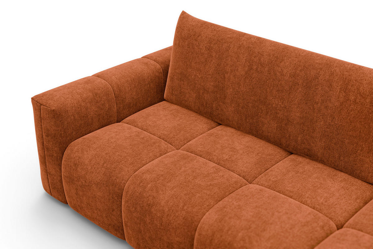 ECKSOFA VERONA 4-Sitzer rechts, Orange - Schwarz/Orange, Holz/Textil (266/173cm) - Courtois Laville